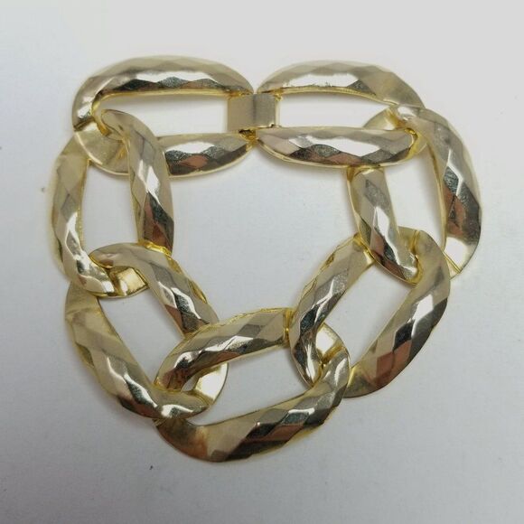 Vintage Chunky Gold Tone Chain Bracelet, Retro 80s Style Links, Estate - Picture 5 of 5